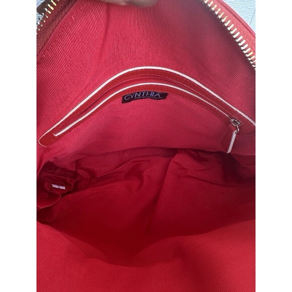 Cynthia Rowley Red Leather Satchel Crossbody Dome Purse Shoulder Bag